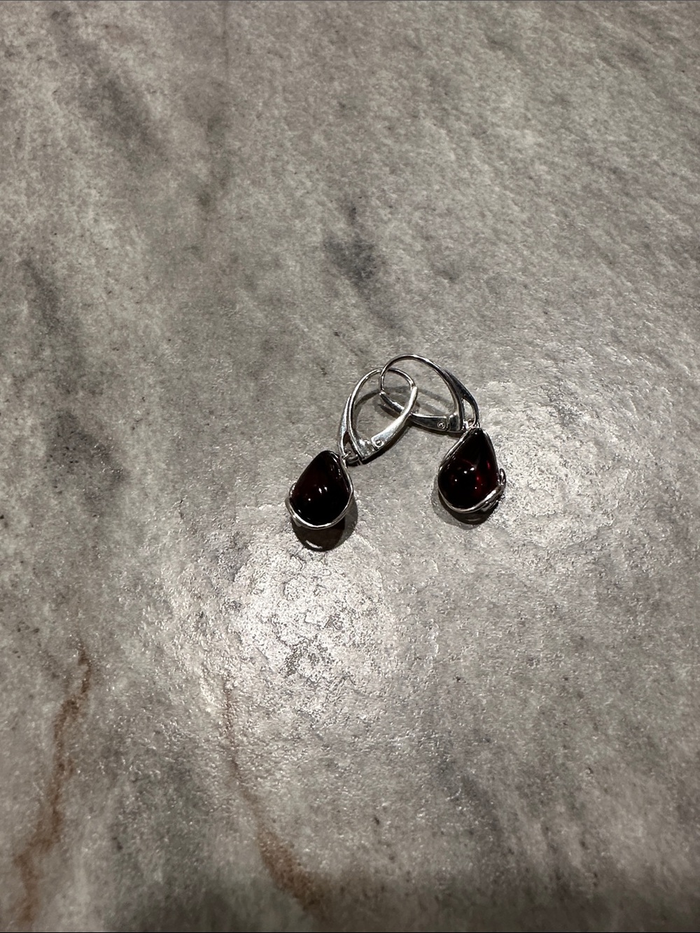 Sterling Silver Garnet Teardrop Drop Earrings
